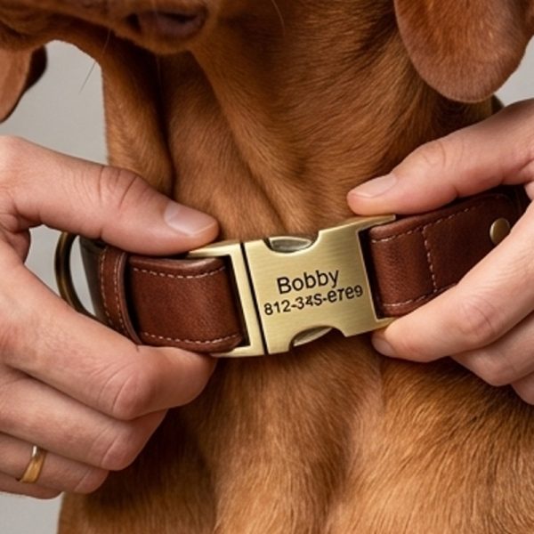 Customized pet leather dog collar